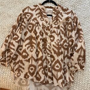 Brown Patterned Women's Top